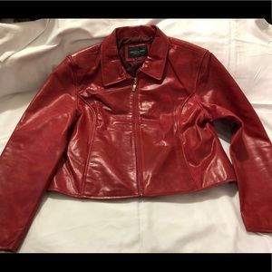 Red genuine leather jacket